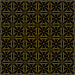 Seamless Luxury Geometric Floral Pattern in Gold on Black Background – Vector Wallpaper and Tile Design