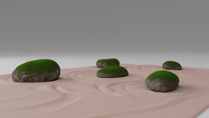 green grass and stones