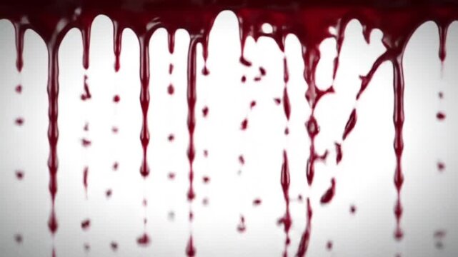 Close-up of blood dripping down a white surface with a dark vignette