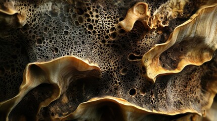 Intricate formations showcasing the patterns and textures of organic porous matter