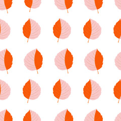 Fototapeta premium Charming autumn leaf pattern with two tone orange and pink hues gentle floral graphic