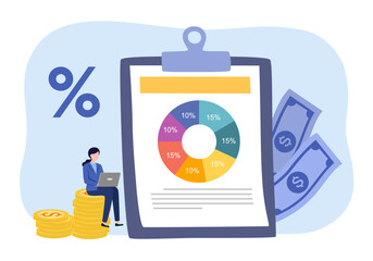Budget planning concept vector illustration. Balanced budget, money spending plan, company budget management, keep finances on track, emergency savings, expences control vector concept.