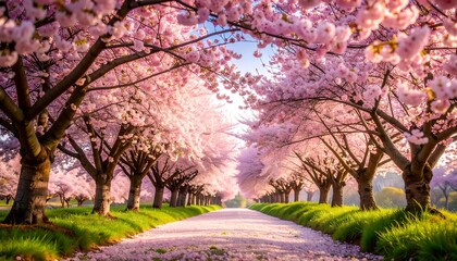Fototapeta premium Spring blossoms line a pathway