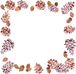 水彩画。水彩タッチの松ぼっくりイラスト。松ぼっくりと秋のイメージ背景。ベクターイラスト。
Watercolor. Pine cone illustration with watercolor touch. Autumn image background with pine cones. Vector illustration.