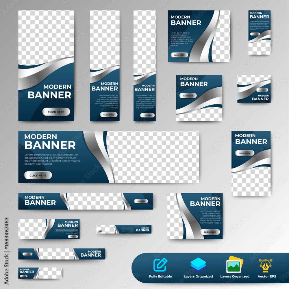 Poster set of business banners template layout design. multipurpose banners bundle and editable. vector