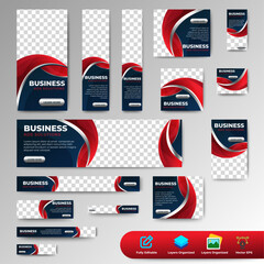 Corporate web banners ad set template design. Business advertising banners template. vector