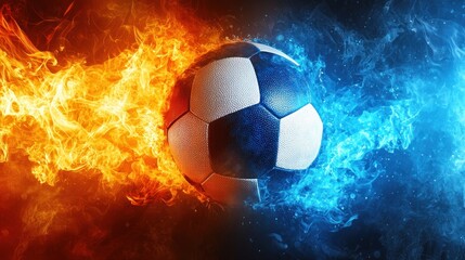 Fototapeta premium Fire and ice themed abstract football background