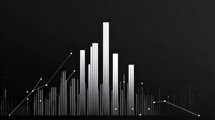 Abstract Data Visualization: White Lines and Bars on Black