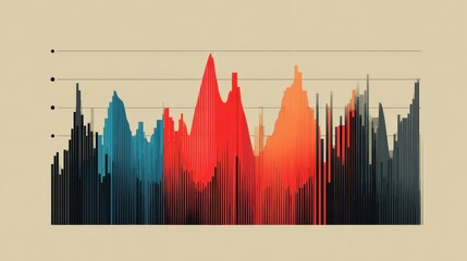 Abstract Bar Graph with Gradient Colors and Textured Background