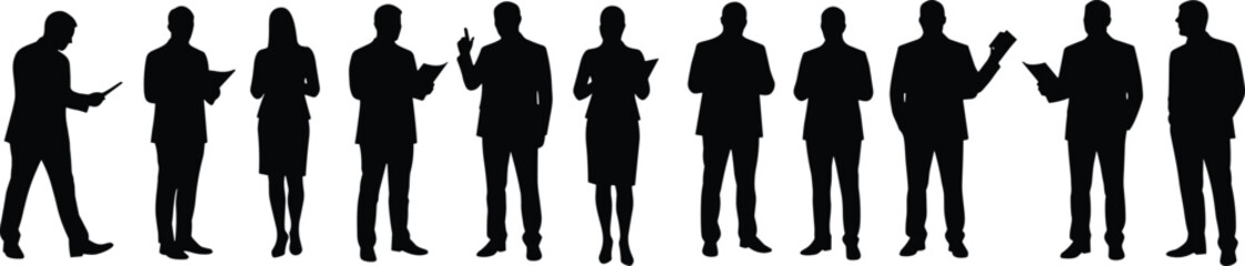Business people silhouettes, corporate professionals standing, office teamwork, workplace collaboration, leadership concept, group discussion, modern business lifestyle, strategy planning