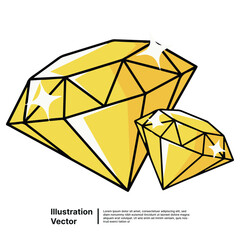 Two luminous yellow faceted jewels, symbolizing opulence and success, rendered in a crisp vector style