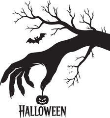 Tree Branch Hand Halloween Silhouette Vector