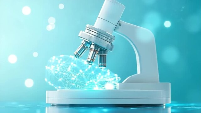 Microscope laboratory science research technology blue digital innovation network futuristic analysis glowing healthcare medical discovery equipment - Powered by Adobe