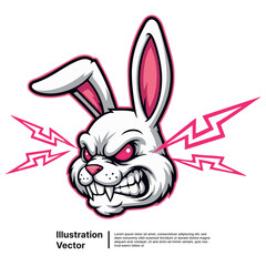 Angry Rabbit Mascot Fierce Bunny Illustration