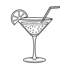 A cocktail illustration vector style coloring page