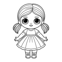 A doll illustration vector style coloring page
