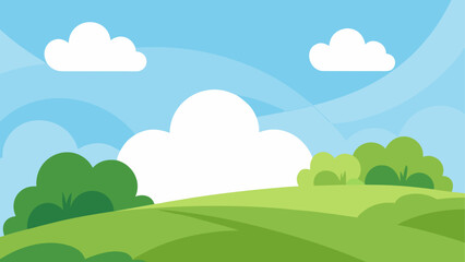 Obraz premium Cartoon landscape with clouds and hills