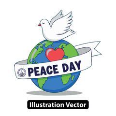 Peace Day Illustration A Dove, Globe, and Heart Symbolize Global Harmony and Unity