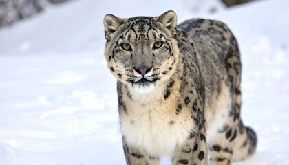 Obraz premium Snow Leopard in Snowy Landscape