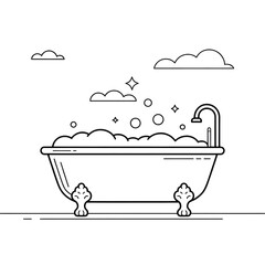 Naklejka premium A bathtub illustration vector style coloring page
