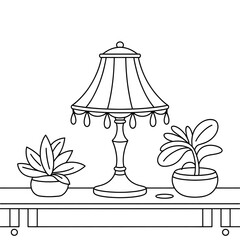 A lamp illustration vector style coloring page