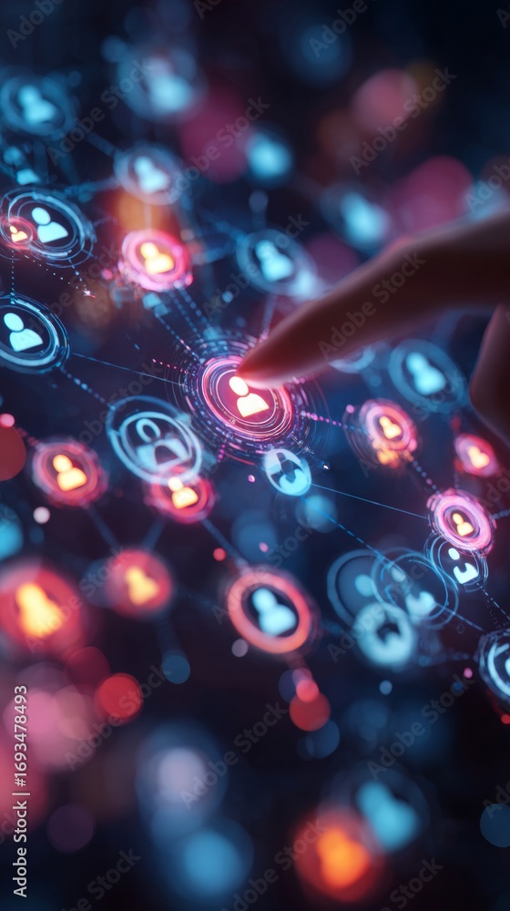 Fototapete the confluence of data and design: a journey through digital ui. virtual teamwork icons. subtle shif