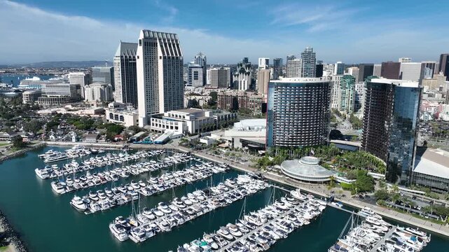 Downtown City At San Diego In California United States. Famous Coast City. Harbor Island. Downtown City At San Diego In California United States. 