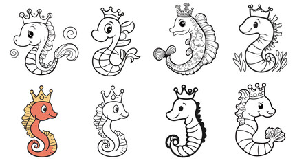 Coloring Page for 3-Year-Old Kids – A Silly Seahorse, Easy and Fun Line Art Drawing for Early Learning and Creativity