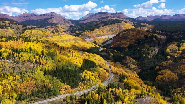 Million Dollar Highway, Colorado Surrounded by Fall Aspens and Mountains