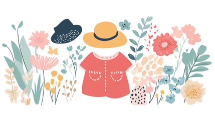 Simple Vector Illustration with Clothes – Minimalist Apparel Icons Depicting Fashion Outfits, Casual Wear, and Clothing Elements for Modern Design Projects
