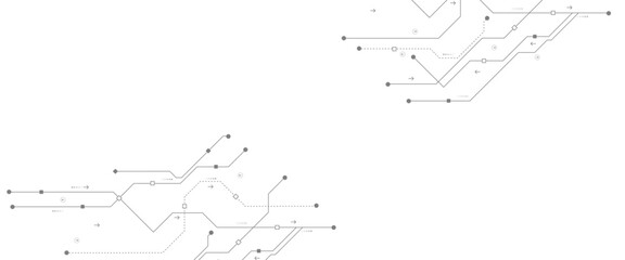 Abstract digital technology futuristic internet network speed connection white and blue background. Technology background with crossed lines and dots.