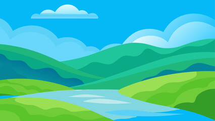 Obraz premium Landscape with river and mountain views