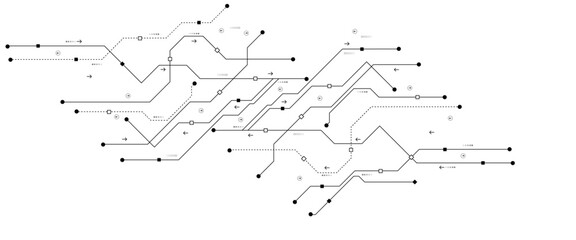 Abstract digital technology futuristic internet network speed connection white and blue background. Technology background with crossed lines and dots.
