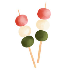Hanami Dango Traditional Japanese Dessert Illustration