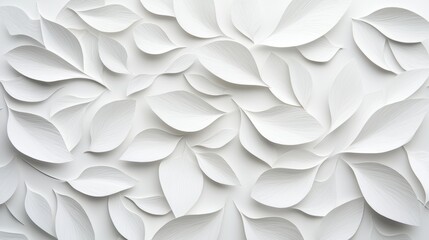 Elegant white paper leaves creating a textured wall design