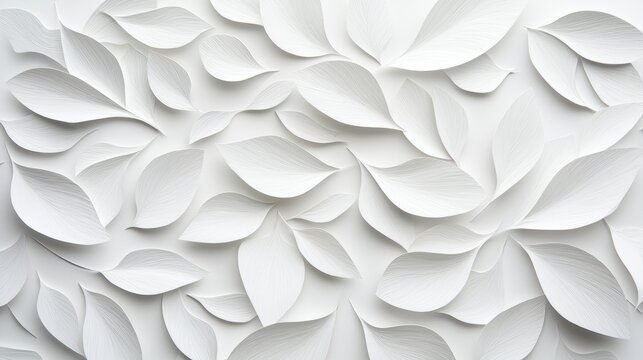 Elegant white paper leaves creating a textured wall design