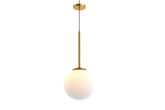 Modern spherical glass globe pendant light with gold fixture.