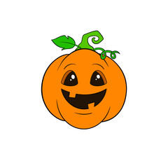 Happy, friendly jack o lantern pumpkin with a big smile and rounded eyes Halloween, October, autumn, fall, clip art