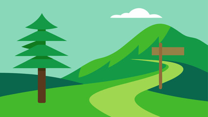 Illustration of a path through nature area