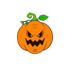 Angry , scary, jack o lantern pumpkin with a sharp, carved zig zag mouth, Halloween, October, autumn, fall, clip art