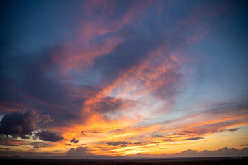 Amazing Wyoming sunset sky with colorful clouds 