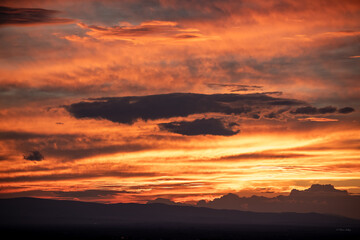 Dramatic red sunset in wild Wyoming sky