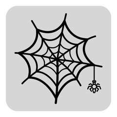 Decorative spider web with hanging spider symbolizing Halloween festivities. Perfect for use in party decorations, invitations, or themed events celebrating this spooky celebration