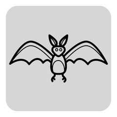 Simple line icon of bat with outstretched wings. Perfect for Halloween festivities. Spirit of Halloween concept