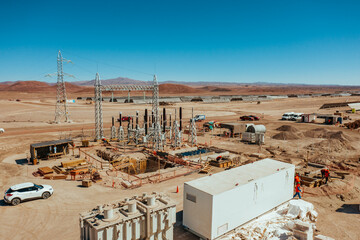 Solar Power Plant Under Construction in Atacama Desert Chile