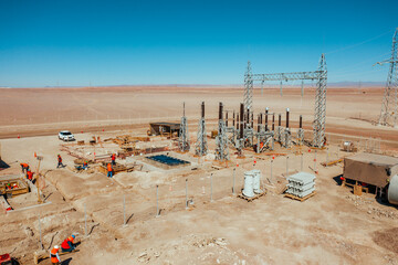 Solar Power Plant Under Construction in Atacama Desert Chile
