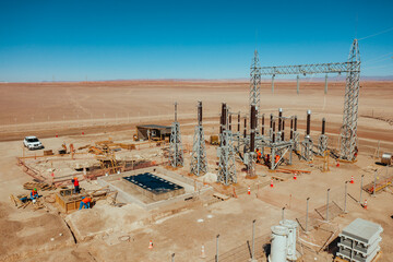Solar Power Plant Under Construction in Atacama Desert Chile