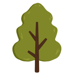 Green Leafy Tree Illustration Cute Nature Clipart
