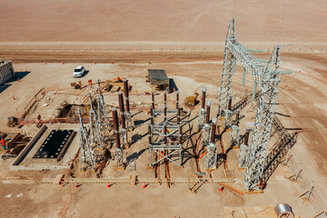 Solar Power Plant Under Construction in Atacama Desert Chile