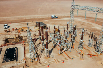 Solar Power Plant Under Construction in Atacama Desert Chile